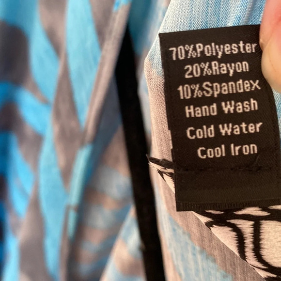 Clara Sun Woo Printed Blue Gray Cold Shoulder Open Cutout Shoulders Blouse Zebra - Picture 5 of 8